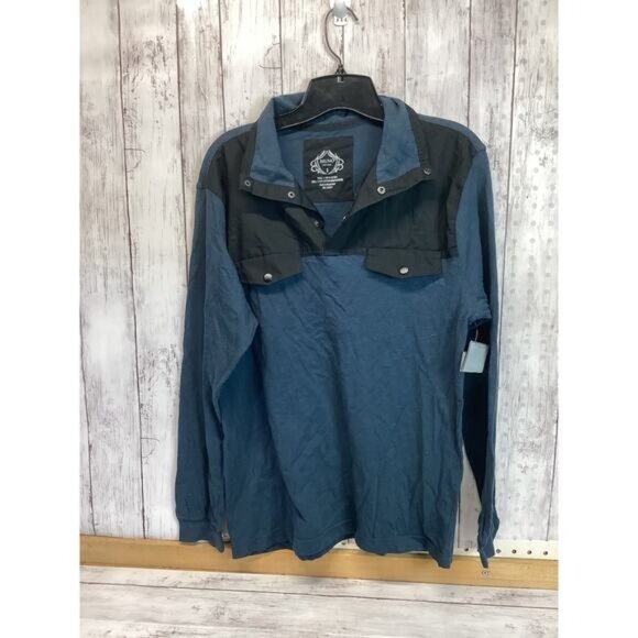 tropical y2 boho indie Bruno New York Men Shirts Small Blue Black Long Sleeve - Picture 1 of 4